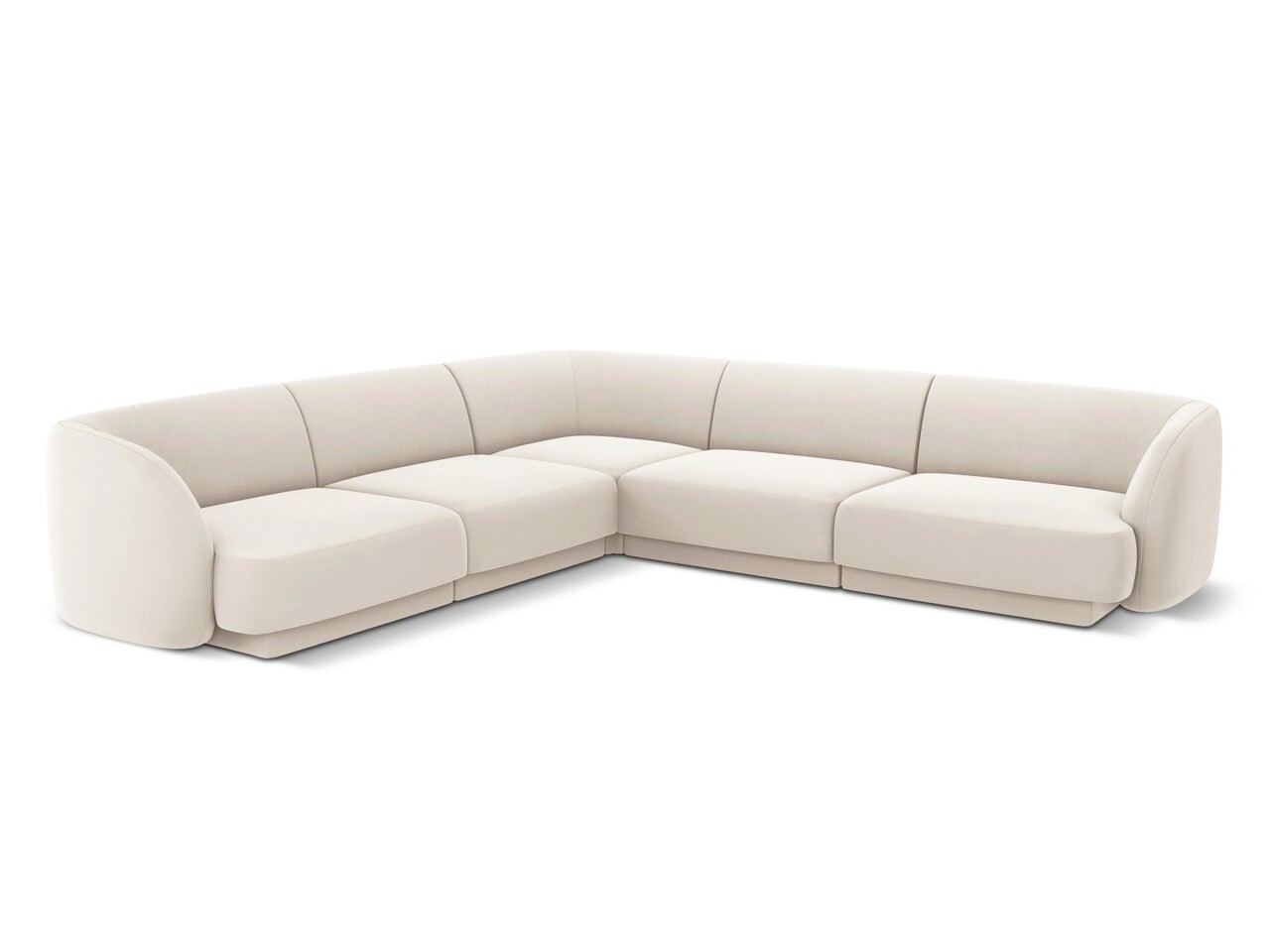 Coltar simetric 5 locuri, Miley, Micadoni Home, BL, 252x252x74 cm, catifea, bej deschis - imagine 6